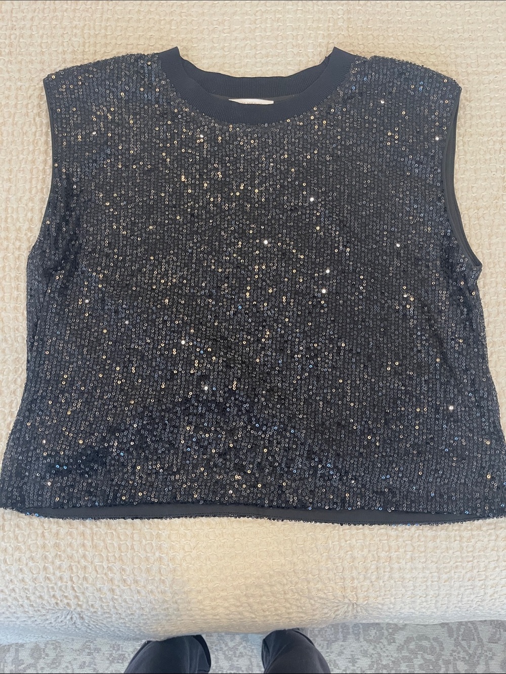 NWT Black Sequin Muscle Tank Size Large